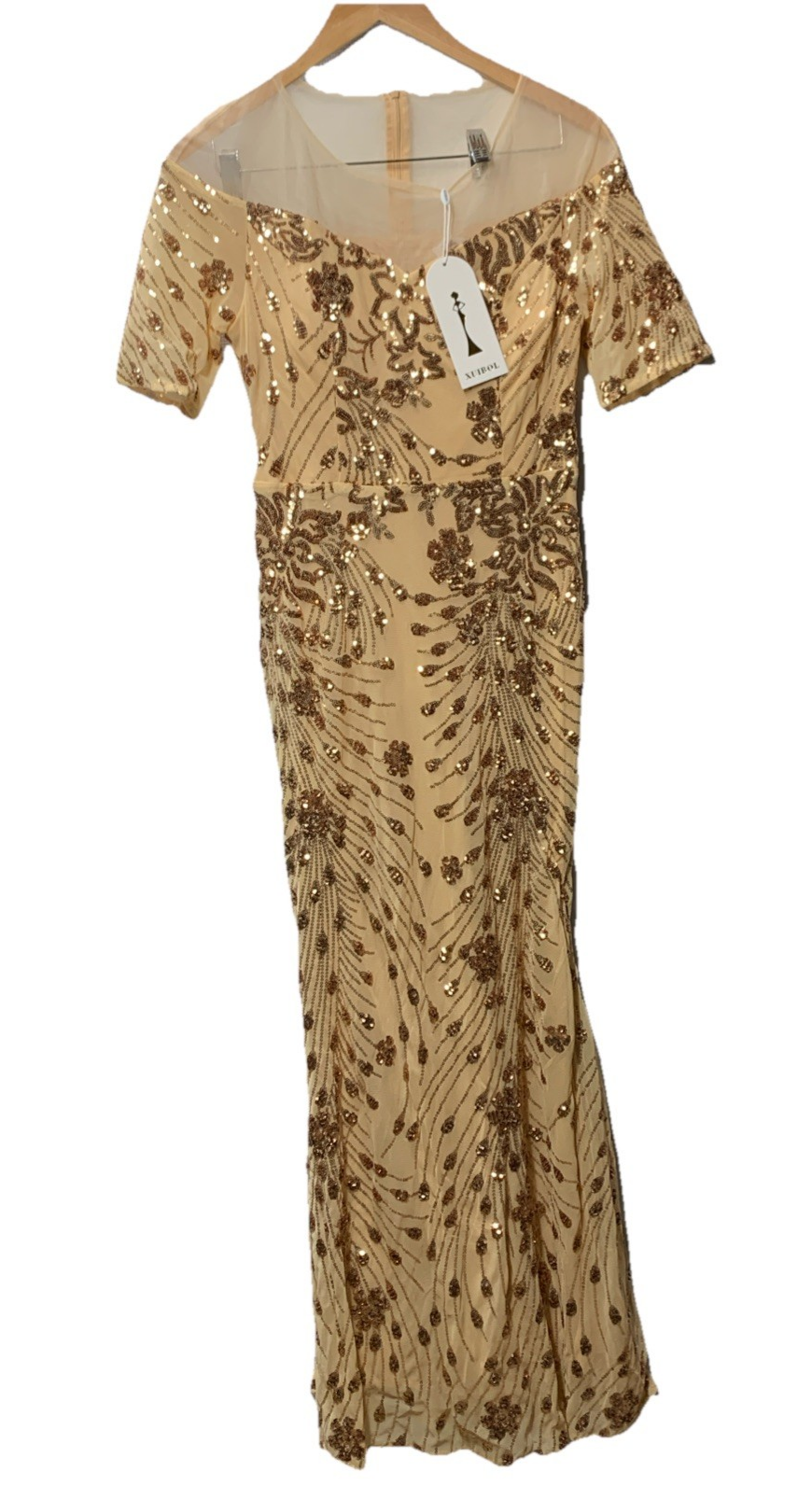 XUIBOL Women's Short Sleeve Sequin Mermaid Evening Formal Dress Size Medium