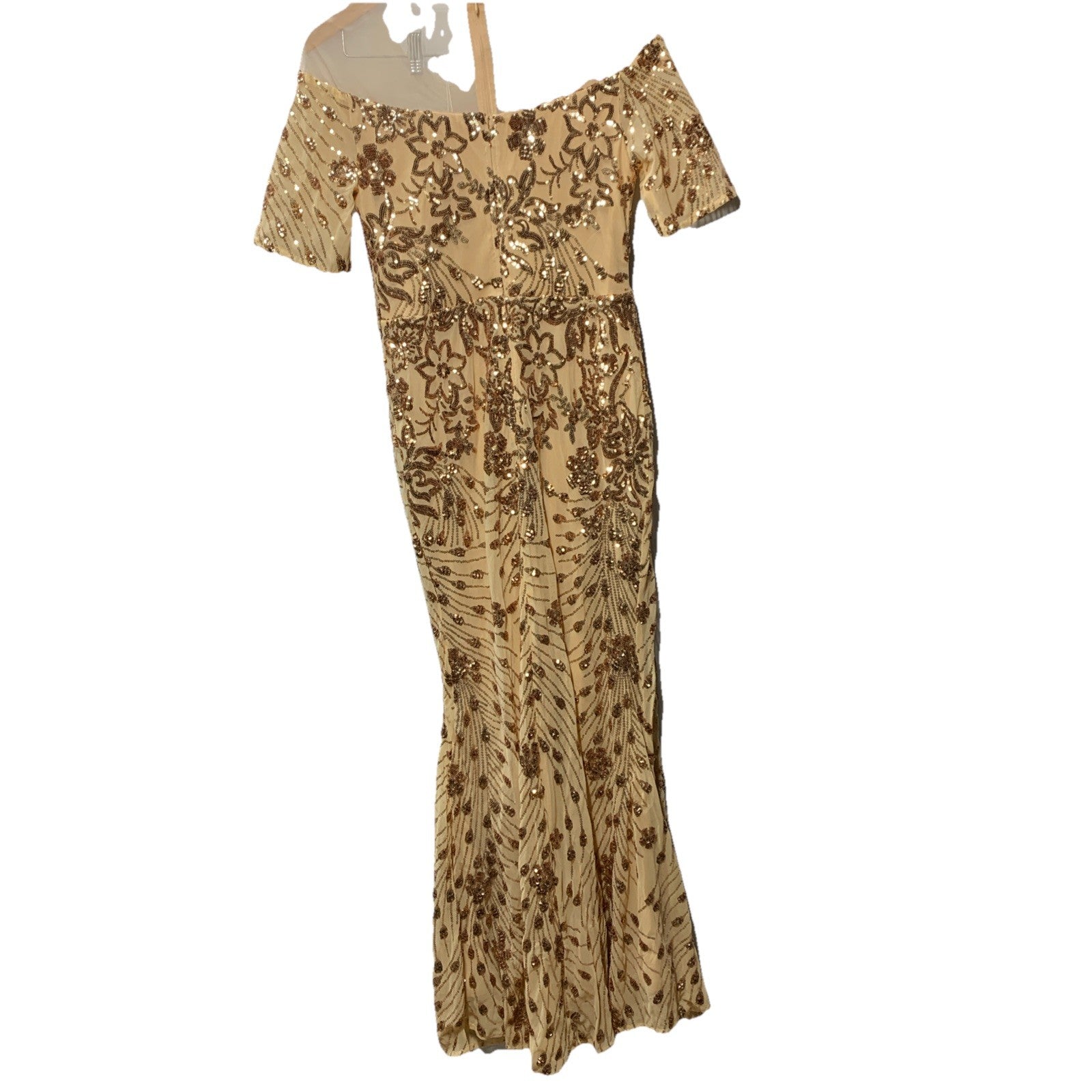 XUIBOL Women's Short Sleeve Sequin Mermaid Evening Formal Dress Size Medium