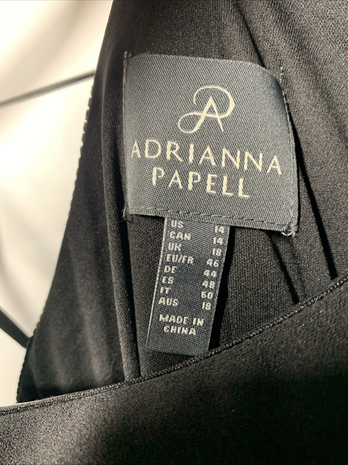 Adrianna Papell Bow Gown Stretch Crepe Maxi Dress Holiday Formal Size 14 Black