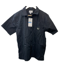 Calvin Klein Boys' Short Sleeve Woven Button-up Collared Shirt Size 18/20 Black