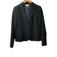 Calvin Klein Women's Two Button Lux Suit Blazer Black 12 Petite Long Sleeve