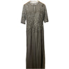 Adrianna Papell Women's Light Sliver Beaded Illusion Column Evening Gown Size 10