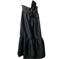 Petal + Pup Betina Bow Front Maxi Dress Black One Shoulder Sleeveless Size Large