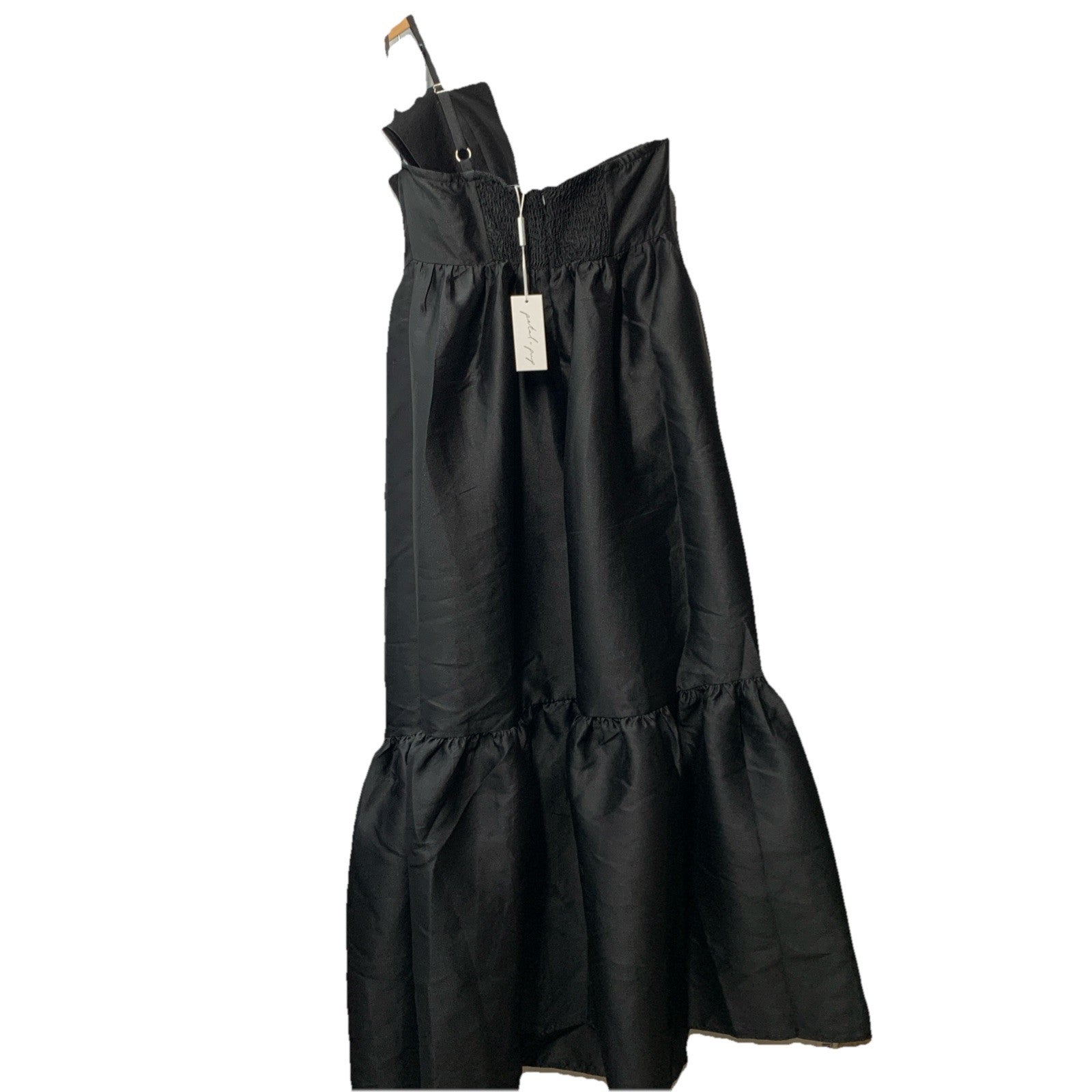 Petal + Pup Betina Bow Front Maxi Dress Black One Shoulder Sleeveless Size Large