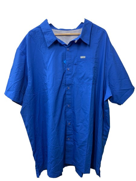 Columbia Slack Tide Camp Mens Shirt FS7042-487 Size 4x Collard Short Sleeve Blue