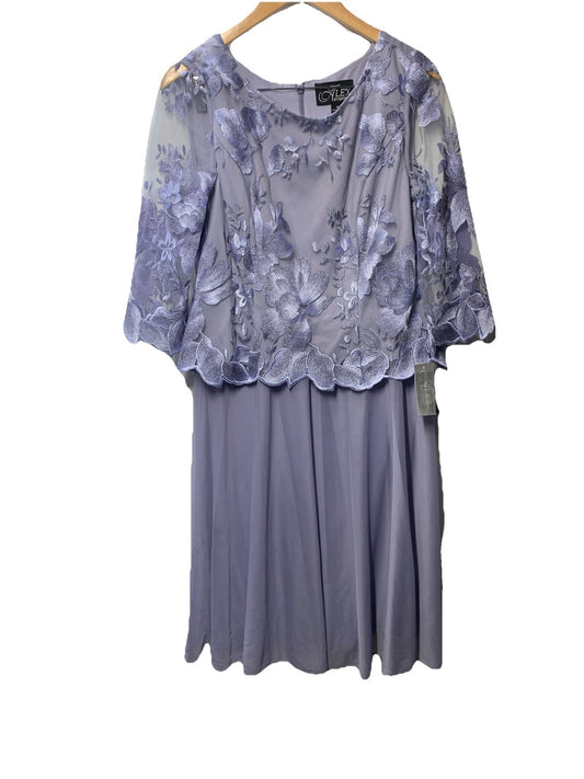 Alex Evenings Womens Wedding Formal Guest Dress 3/4 Sleeve Elegant Floral Size 8