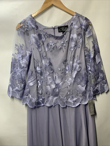 Alex Evenings Womens Wedding Formal Guest Dress 3/4 Sleeve Elegant Floral Size 8