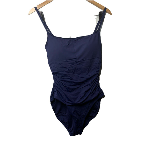 La Blanca Womens Island Goddess Shirred Side One Piece Swimsuit Swimwear Size 10