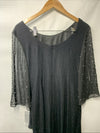 Alex Evenings Women's Short Sheath Cocktail Dress Embellished Sleeves Black 10P