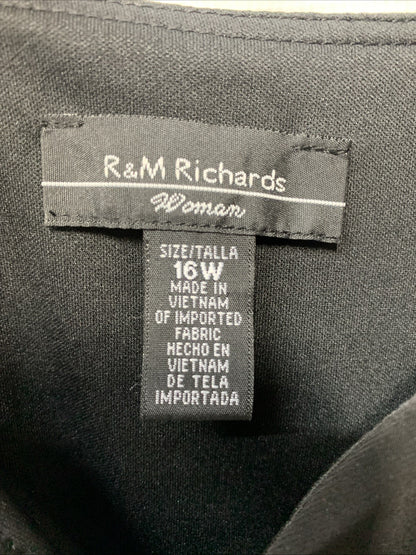 R & M Richards Women's Black Rhinestone-Detail Gown Plus Evening Casual Size 16W