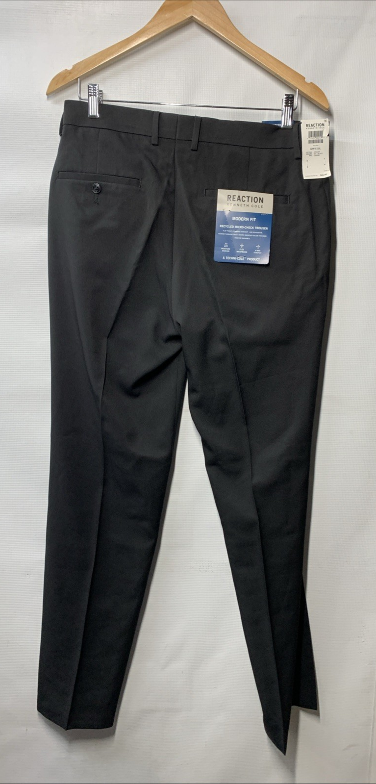 Kenneth Cole Reaction Recycled Micro-check Trouser Flat Front Dress Pant 32Wx32L