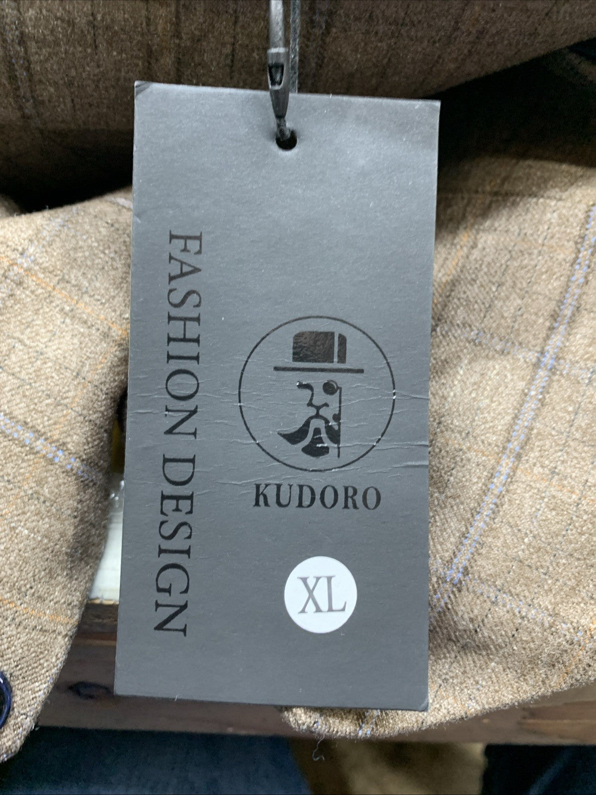 Kudoro Men's Suits Check Plaid Suits Tuxedo Jacket Vest Pants Size XL - 3 Piece
