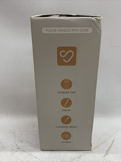 SANDJEST Bow Stainless Steel 30oz Beverage Water Tumbler w/Flip Straw & Handle