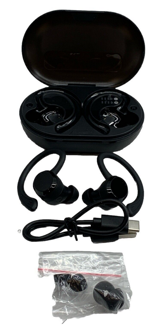 Rulefiss Q38 Black True Wireless Ear Hook Active Noise Cancelling Earbuds Black