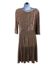 Alex Evenings Women's Dress Size 3/4 Sleeve Sequin A Line Gold Sequin Size 12P