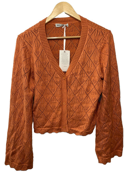 GRACE KARIN Cardigan Sweaters Women Lightweight Size Large Long Sleeve Orange