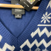 FOCO Womens Med Colts NFL Team Logo Ugly Holiday V-Neck Sweater Navy Long Sleeve
