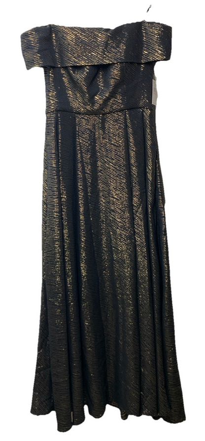 Alex Evenings Off Shoulder Jacquard Long Dress Elegant Size 10 with Pockets