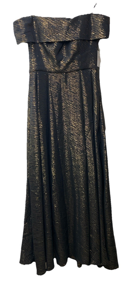 Alex Evenings Off Shoulder Jacquard Long Dress Elegant Size 10 with Pockets
