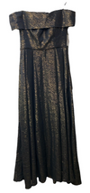 Alex Evenings Off Shoulder Jacquard Long Dress Elegant Size 10 with Pockets