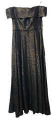 Alex Evenings Off Shoulder Jacquard Long Dress Elegant Size 10 with Pockets
