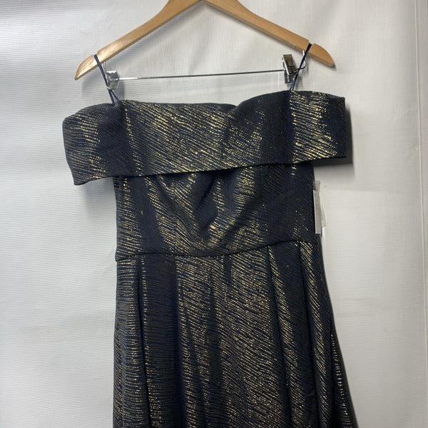 Alex Evenings Off Shoulder Jacquard Long Dress Elegant Size 10 with Pockets