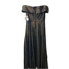 Alex Evenings Off Shoulder Jacquard Long Dress Elegant Size 10 with Pockets