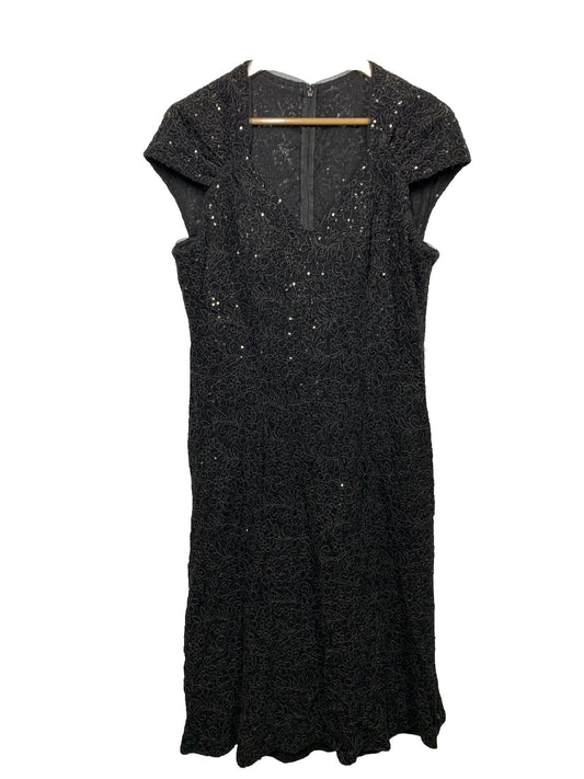 Alex Evenings Knee Length V Neck Cocktail Mother of The Bride Dress Size 14 Blac