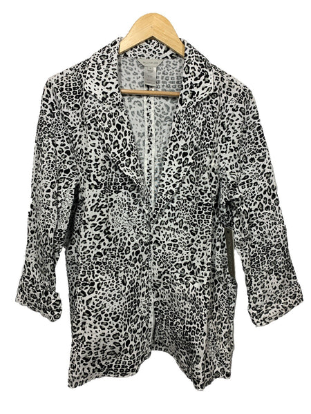 MULTIPLES Women's Tucked Cuff Three Quarters Sleeve Lapel Front Jacket Size M