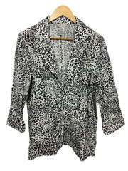 MULTIPLES Women's Tucked Cuff Three Quarters Sleeve Lapel Front Jacket Size M