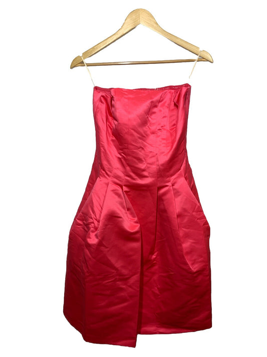 Trina Turk Women's Strapless Satin Cocktail Party Dress Size 6 A line Skirt Pink