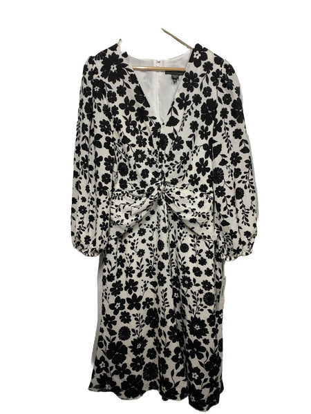 Maggy London Long Sleeve V-Neck Twist Waist Fit and Flare Cocktail Dress Size 14