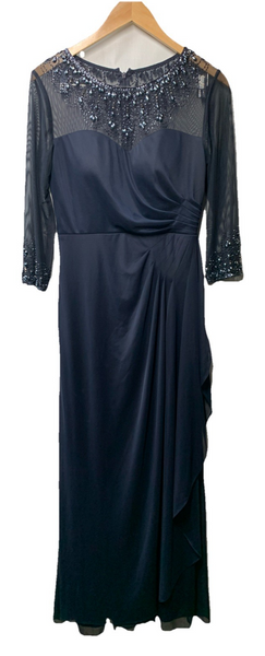 Alex Evenings Women's Long A-line Mother of The Bride Dress 3/4 Sleeve Size 6P