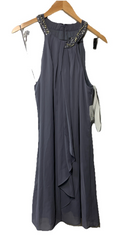 SLNY Womens Beaded Halter Ruffled Sleeveless A-Line Dress Cocktail Party Size 14