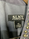 SLNY Womens Beaded Halter Ruffled Sleeveless A-Line Dress Cocktail Party Size 14