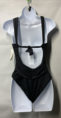 Becca 851057A Twist One-Piece Swimsuit Black Size Small Swimwear Removable Cups