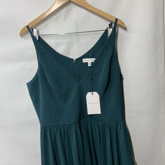 Dress The Population Alicia Mixed-Media Midi Dress V-neck Sleeveless Size XL