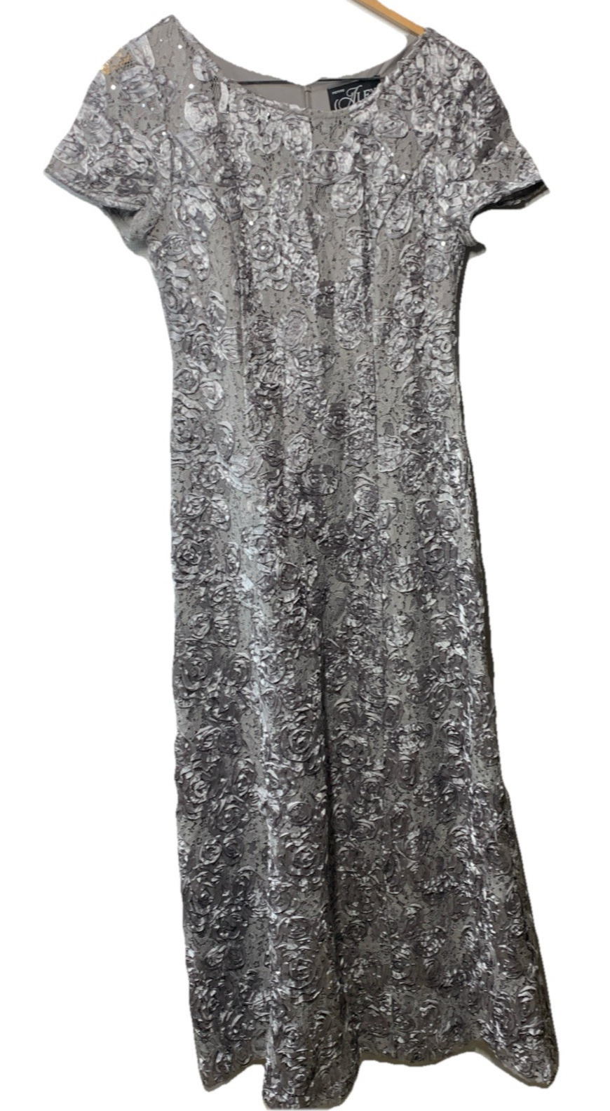 Alex Evenings Women's Rosette Dress Short Sleeves Elegant Formal Party Size 10P