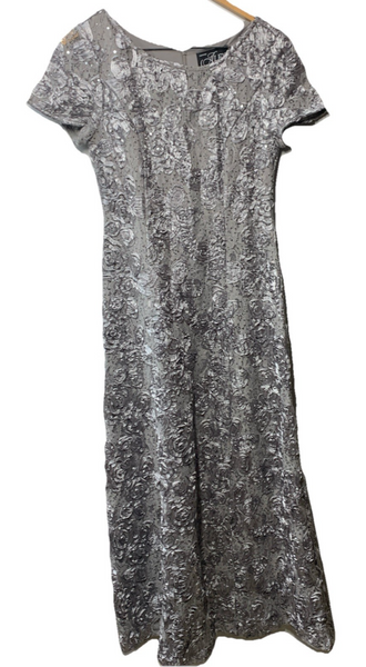 Alex Evenings Women's Rosette Dress Short Sleeves Elegant Formal Party Size 10P
