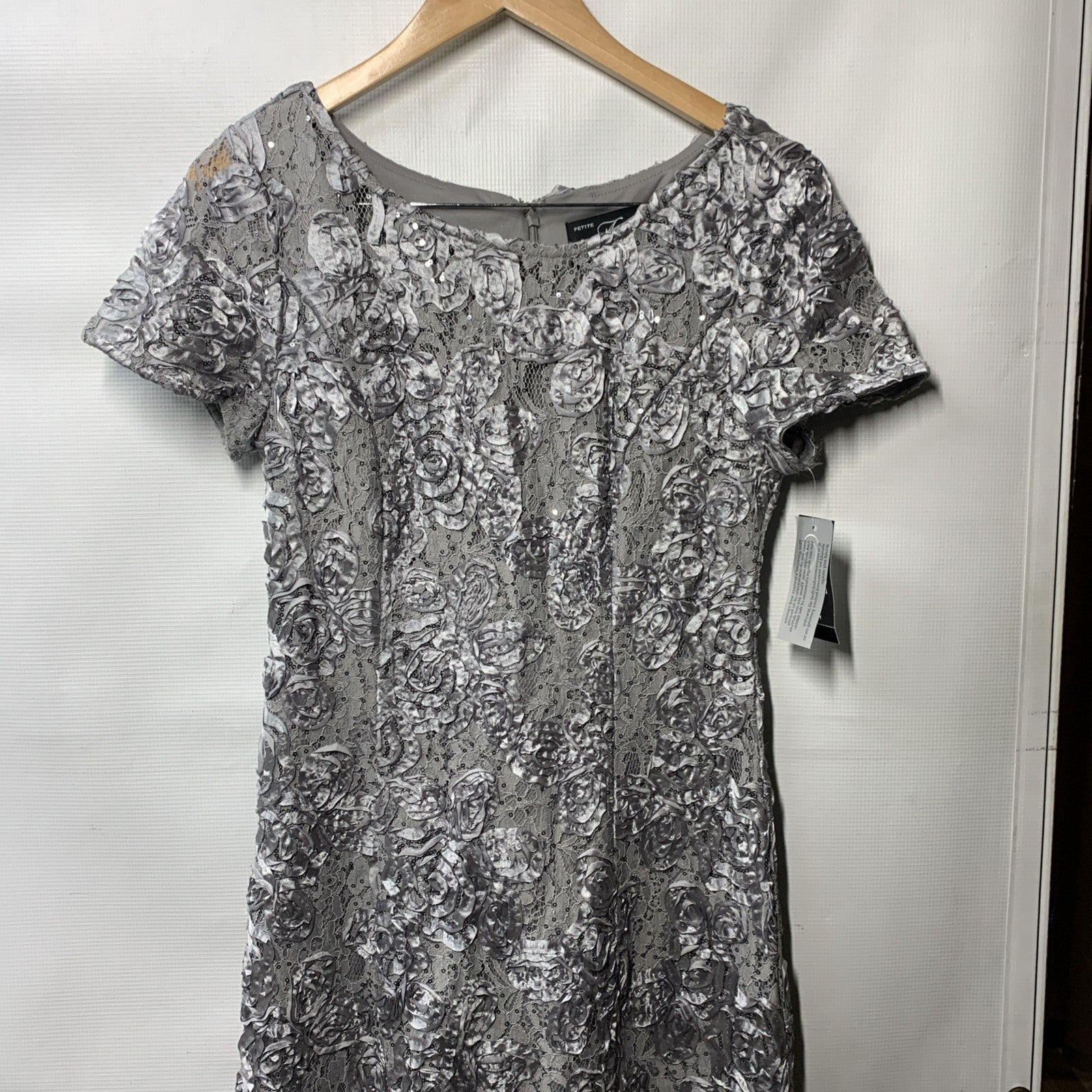Alex Evenings Women's Rosette Dress Short Sleeves Elegant Formal Party Size 10P