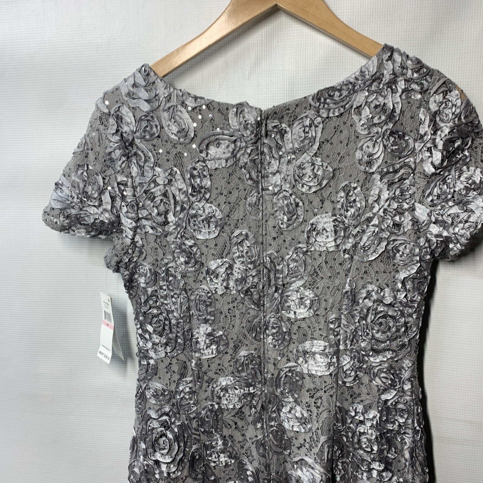 Alex Evenings Women's Rosette Dress Short Sleeves Elegant Formal Party Size 10P
