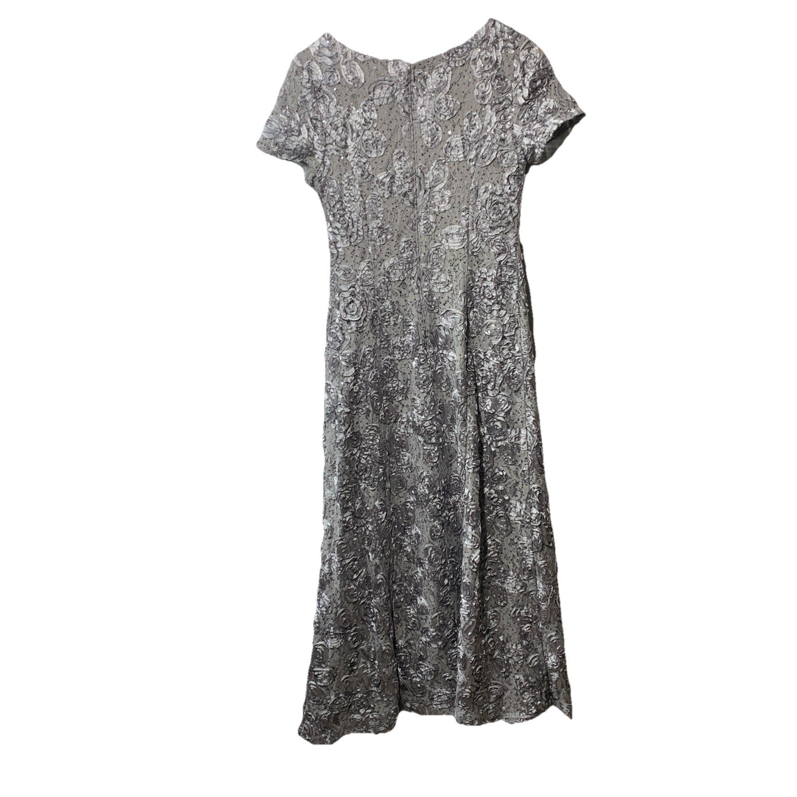 Alex Evenings Women's Rosette Dress Short Sleeves Elegant Formal Party Size 10P