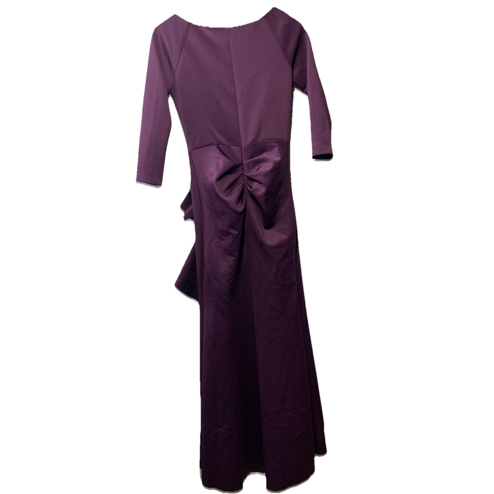 Xscape Women's Long 3/4 Sleeve V-Neck Side Ruched Gown Dress Elegant Size 4