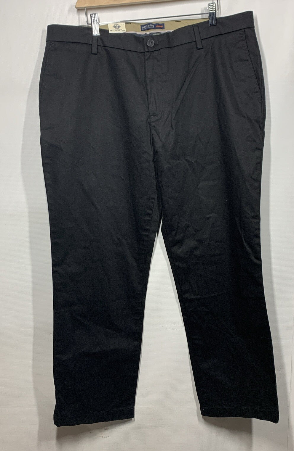 Dockers Signature Khaki Men's Pants Straight Fit Lux Cotton Stretch 38X29 Black