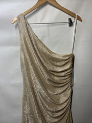 Calvin Klein Women's One-Shoulder Gown with Side Ruching Sleeveless Size 16