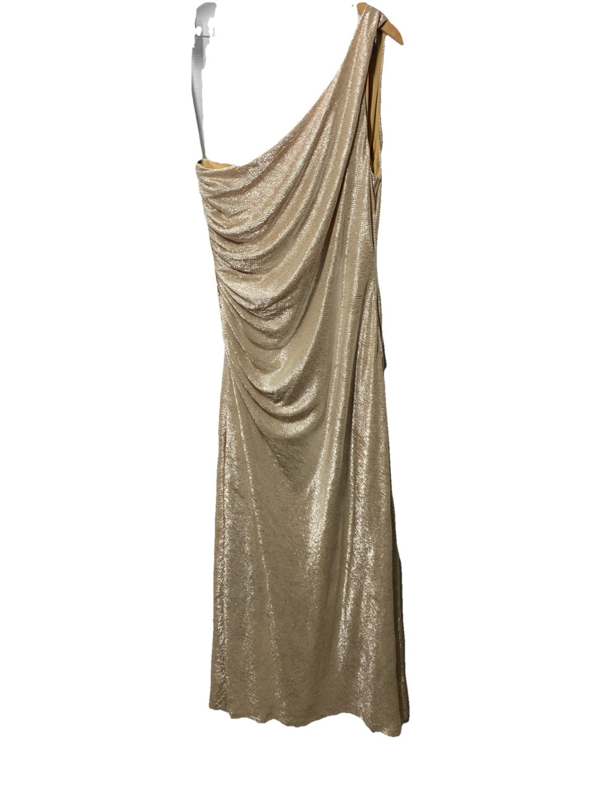 Calvin Klein Women's One-Shoulder Gown with Side Ruching Sleeveless Size 16