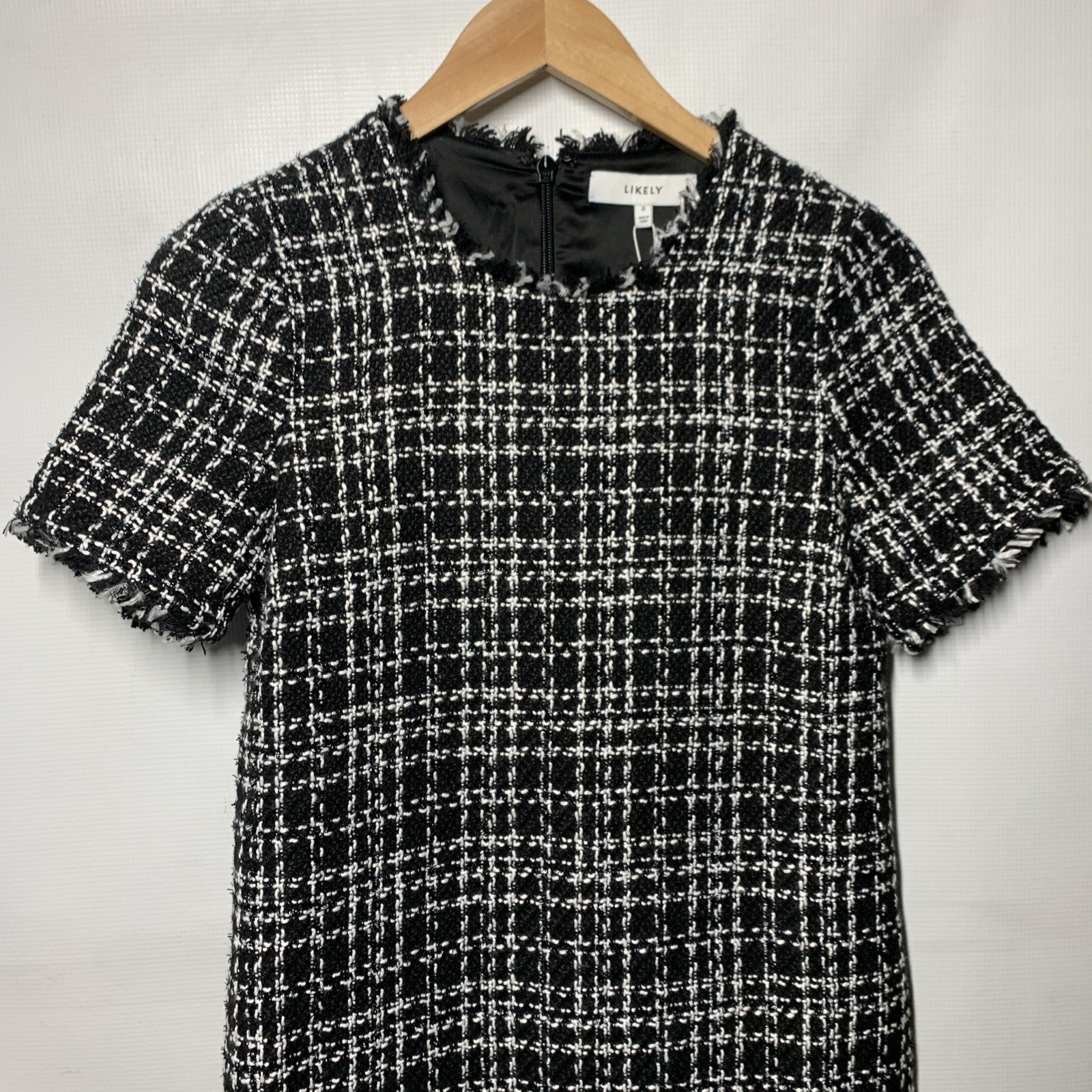 LIKELY Women's Demre Mini Dress Tweed Short Sleeve Cocktail Party Night Size 0