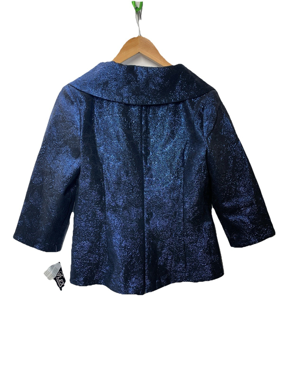Alex Evenings Womens 3/4 Sleeve Portrait Collar Stretch Jacquard Blouse Size M