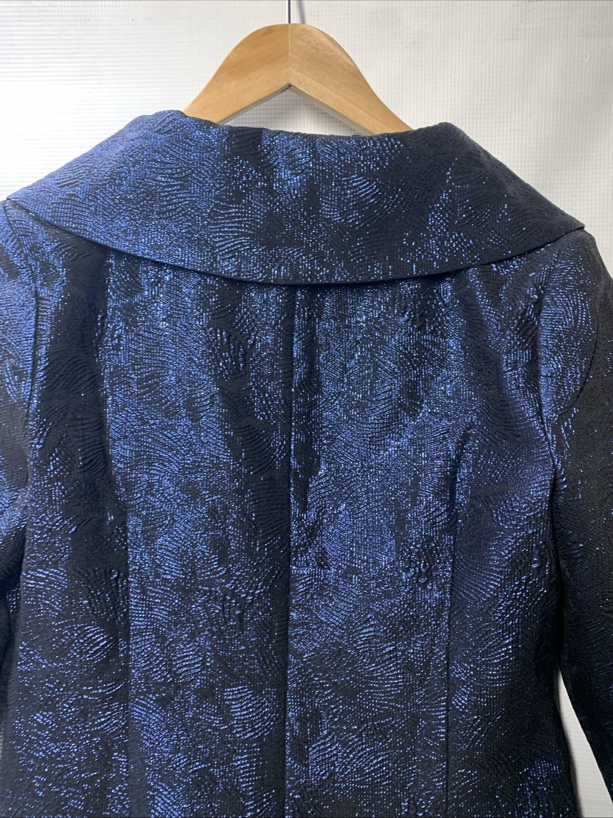 Alex Evenings Womens 3/4 Sleeve Portrait Collar Stretch Jacquard Blouse Size M