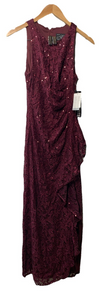 Alex Evenings Women's Long Cascade Ruffle Sleeveless Elegant Evening Size 4P